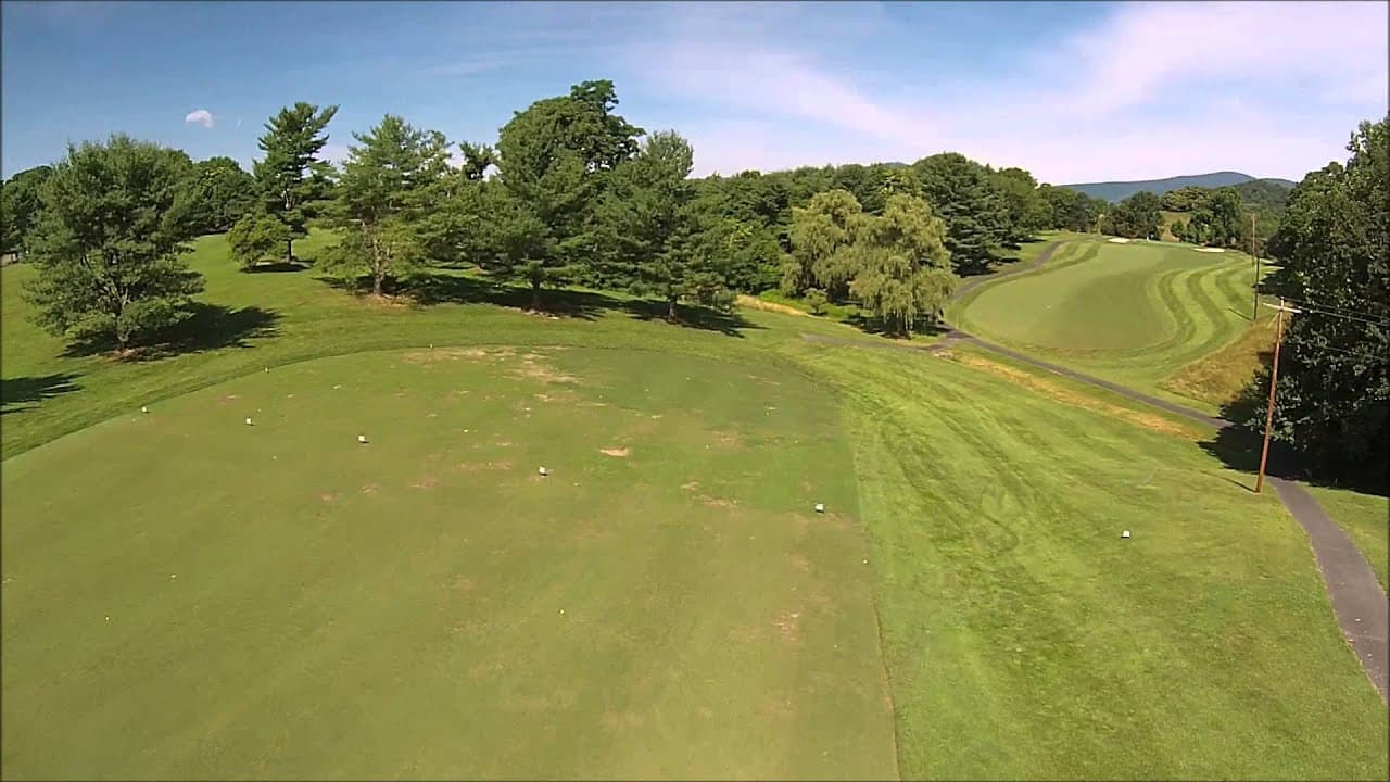 Aerial view of hole 1, par 4, at The Greene Hills Club.