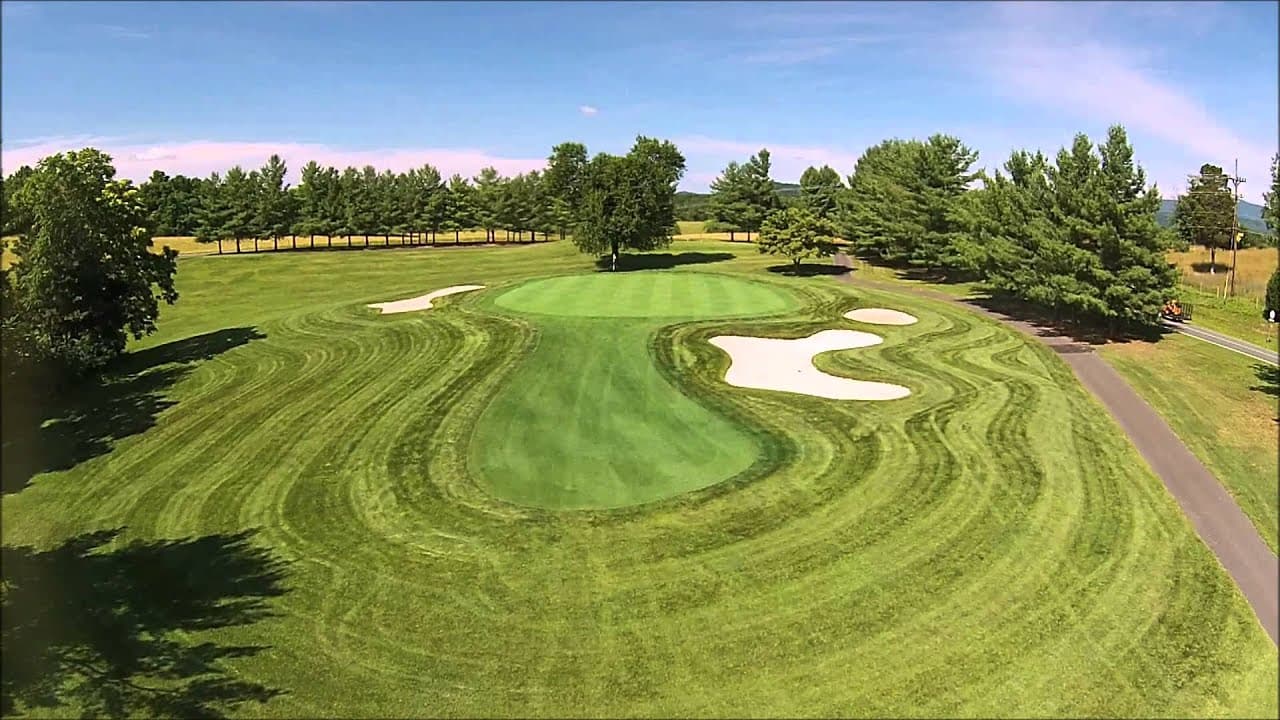 Aerial view of hole 2, par 4, at The Greene Hills Club.