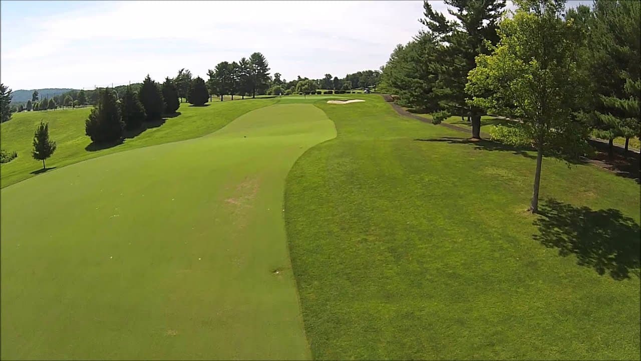 Aerial view of hole 3, par 3, at The Greene Hills Club.
