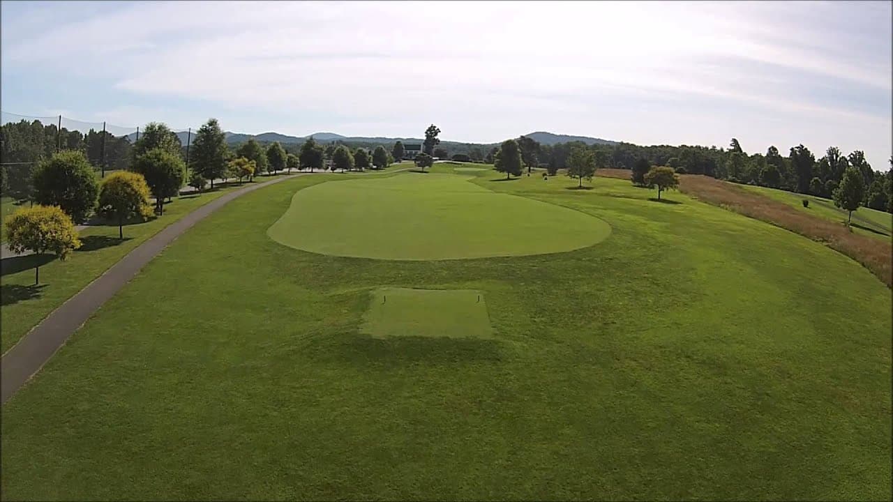 Aerial view of hole 9, par 4, at The Greene Hills Club.