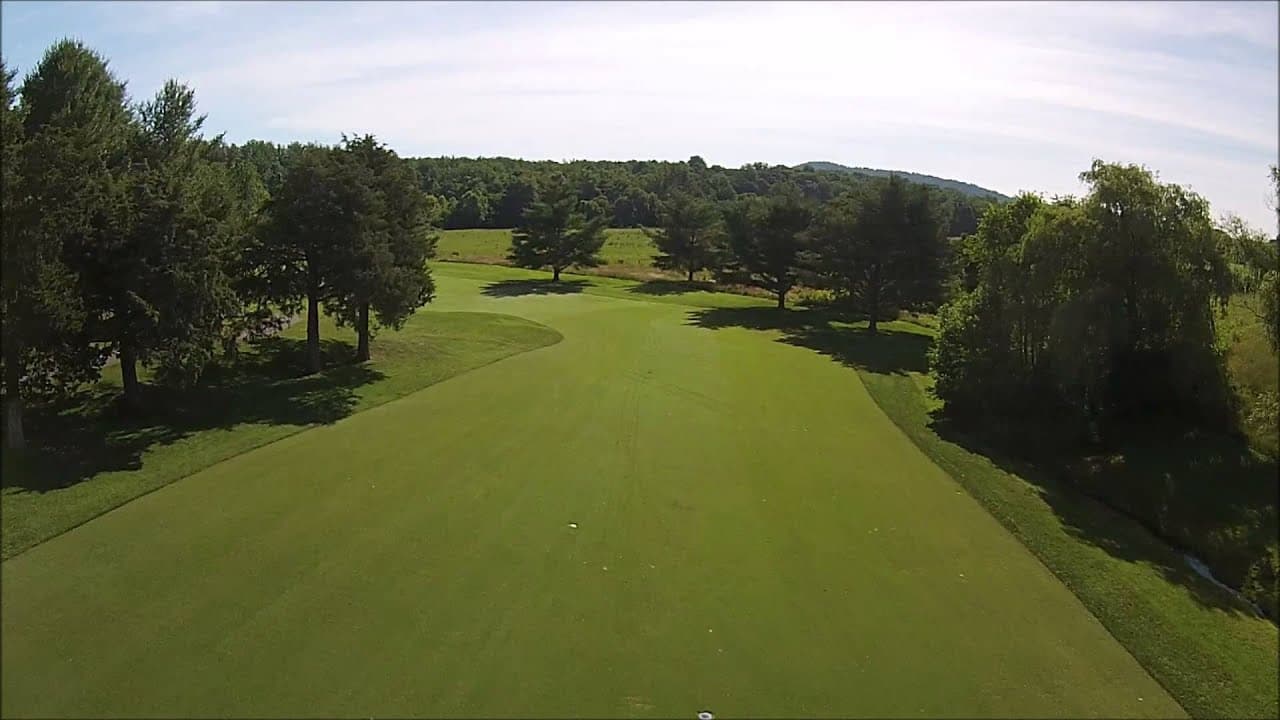 Aerial view of hole 11, par 5, at The Greene Hills Club.