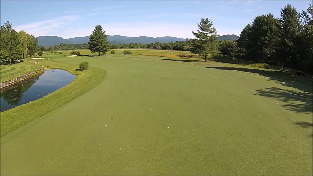 Aerial view of hole 12, par 3, at The Greene Hills Club.