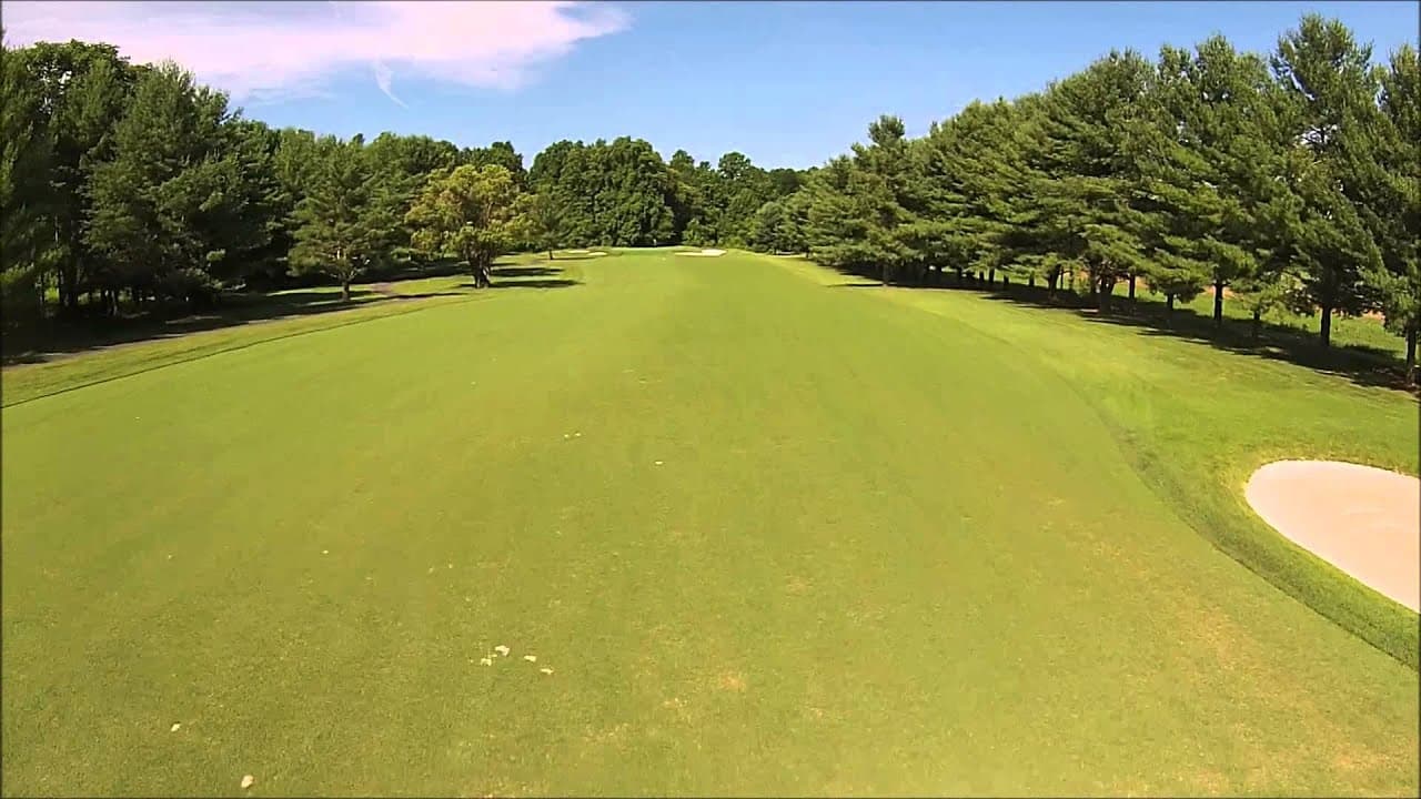 Aerial view of hole 13, par 4, at The Greene Hills Club.