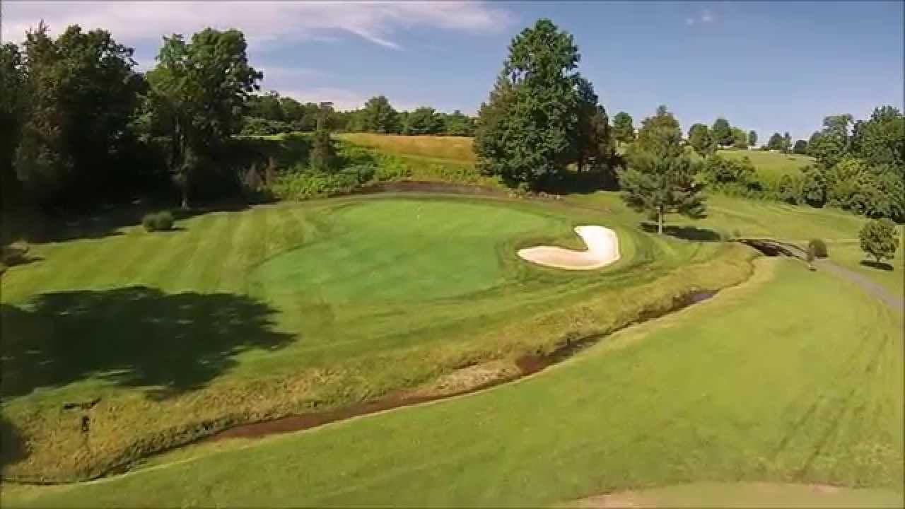 Aerial view of hole 16, par 4, at The Greene Hills Club.