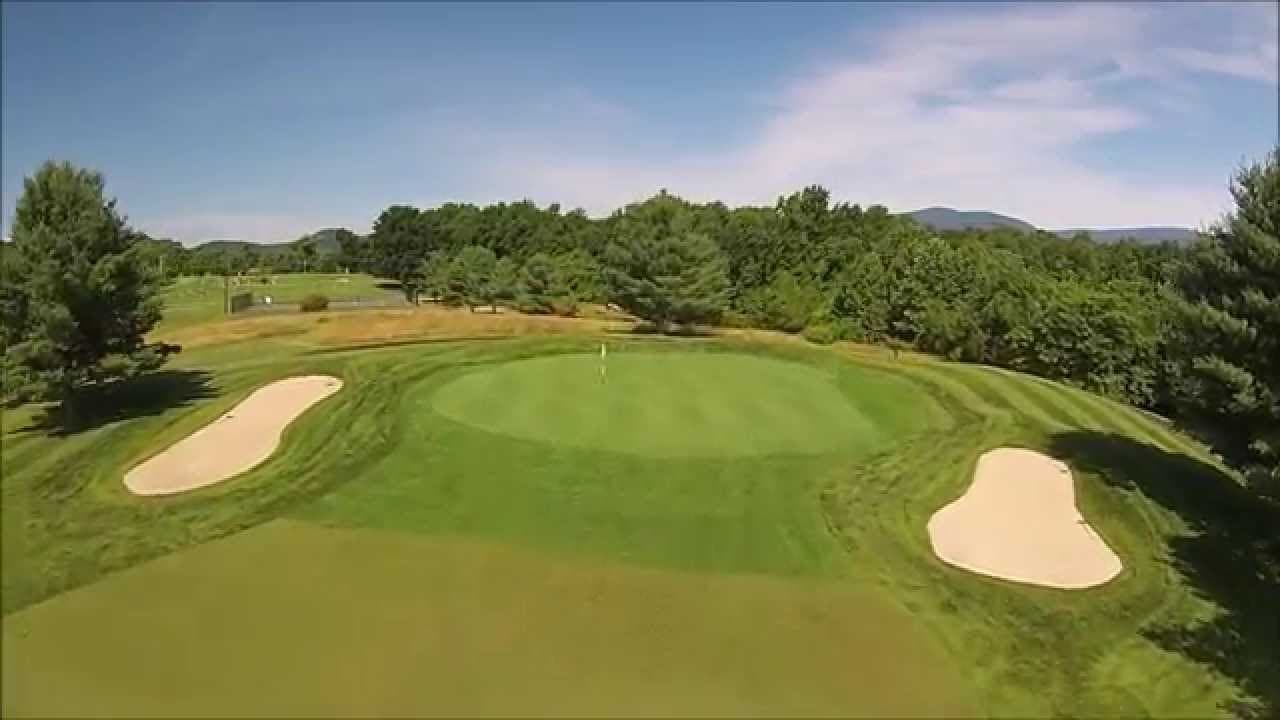 Aerial view of hole 17, par 4, at The Greene Hills Club.