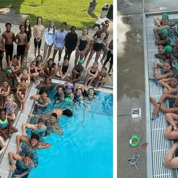 The Greene Hills Gators swim team gathered on the pool deck.